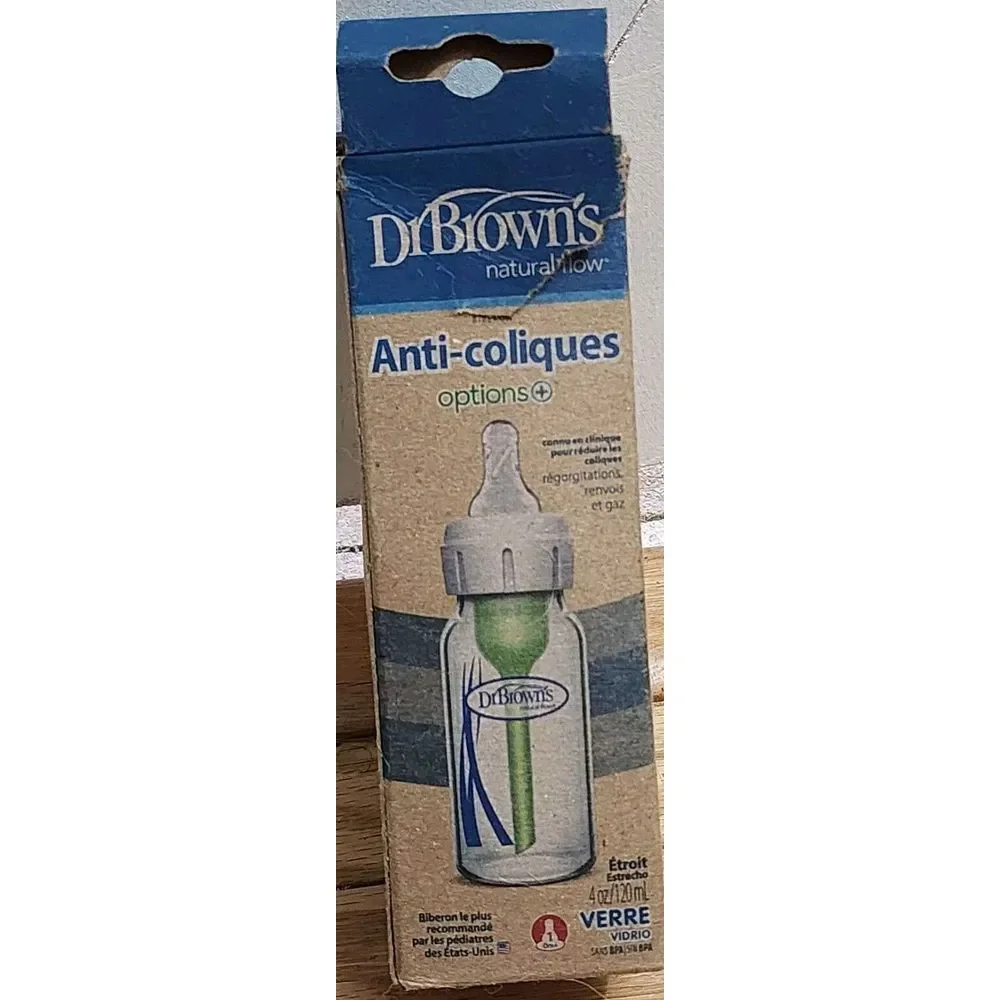Dr Browns Natural Flow Options+ Narrow Glass Baby Bottle‎ 4oz Container